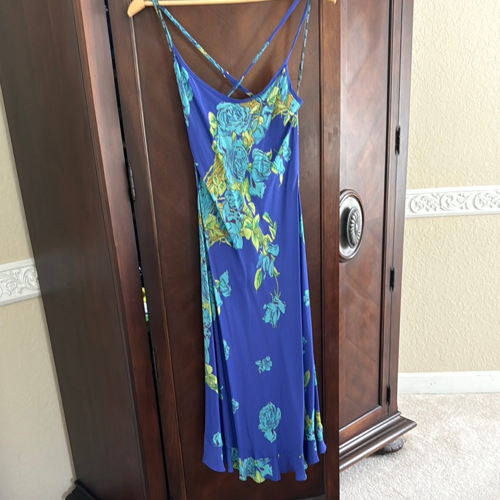 Betsey Johnson Blue Spaghetti Strap Sundress Midi